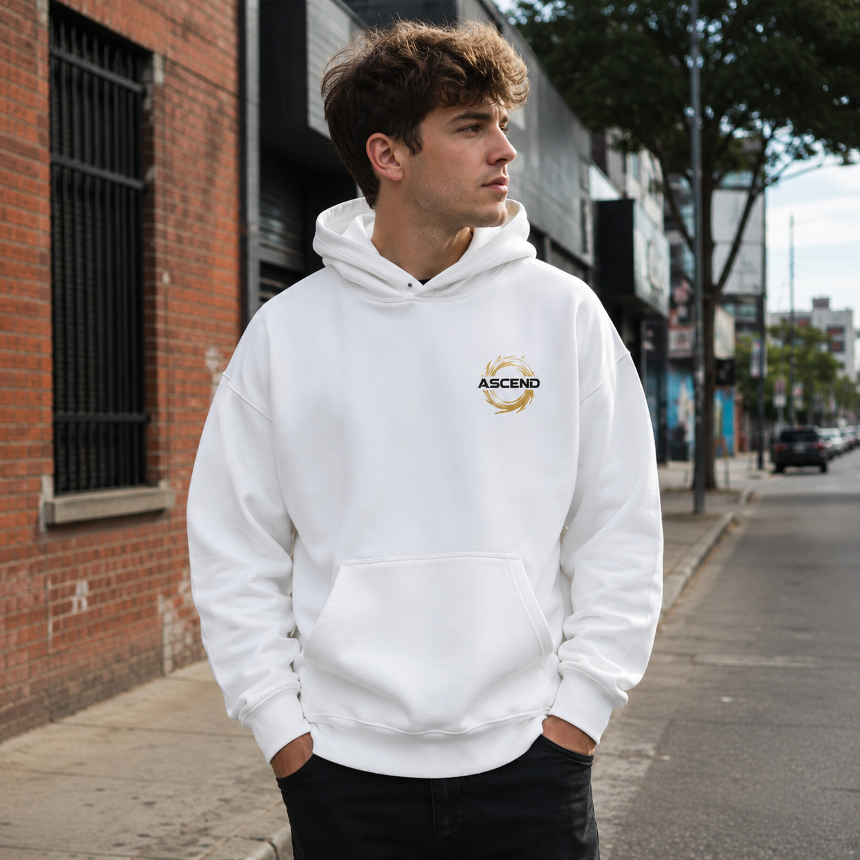 White hoodie with Goku Dragon Ball Saiyan Ascension graphic – photo 4