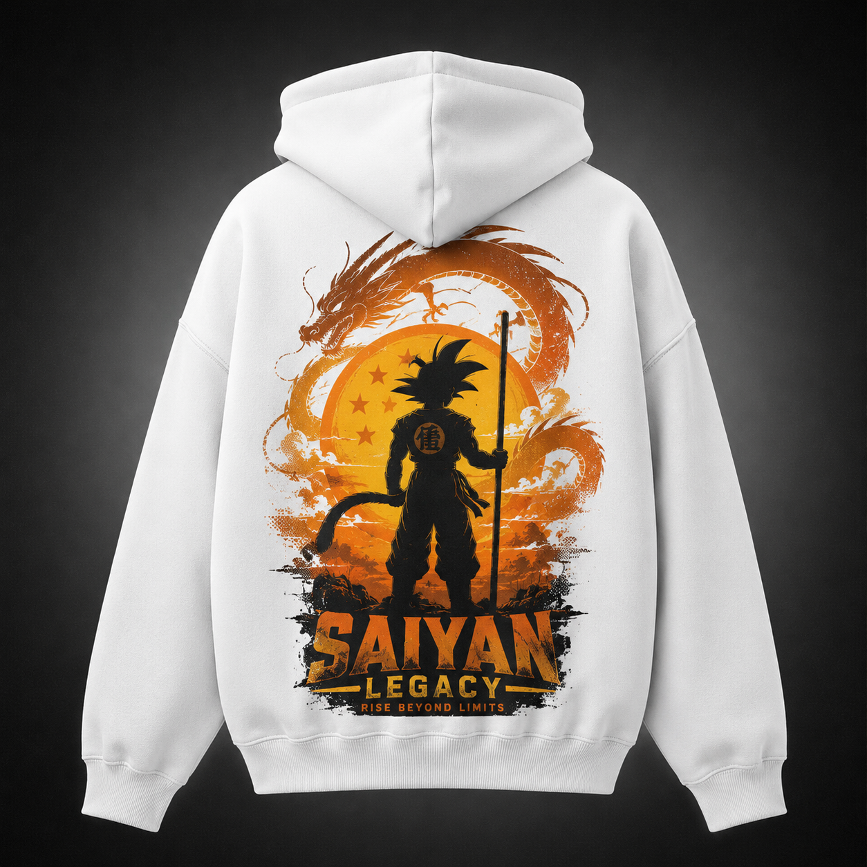 White hoodie with Goku Dragon Ball Saiyan Legacy graphic – photo 1