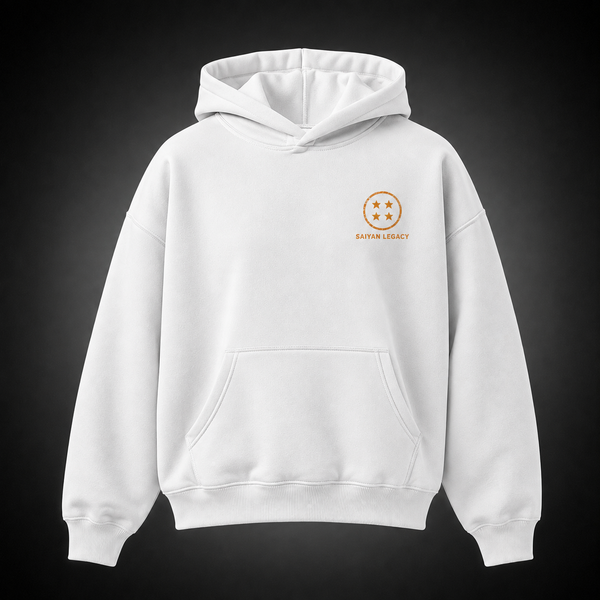 White hoodie with Goku Dragon Ball Saiyan Legacy graphic – photo 2