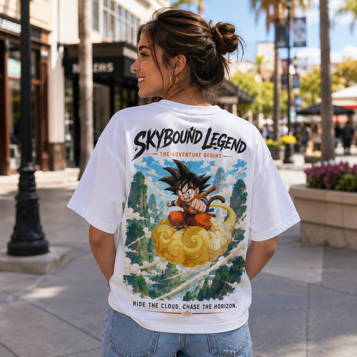 White t-shirt with Goku Dragon Ball Skybound Legend graphic – photo 3
