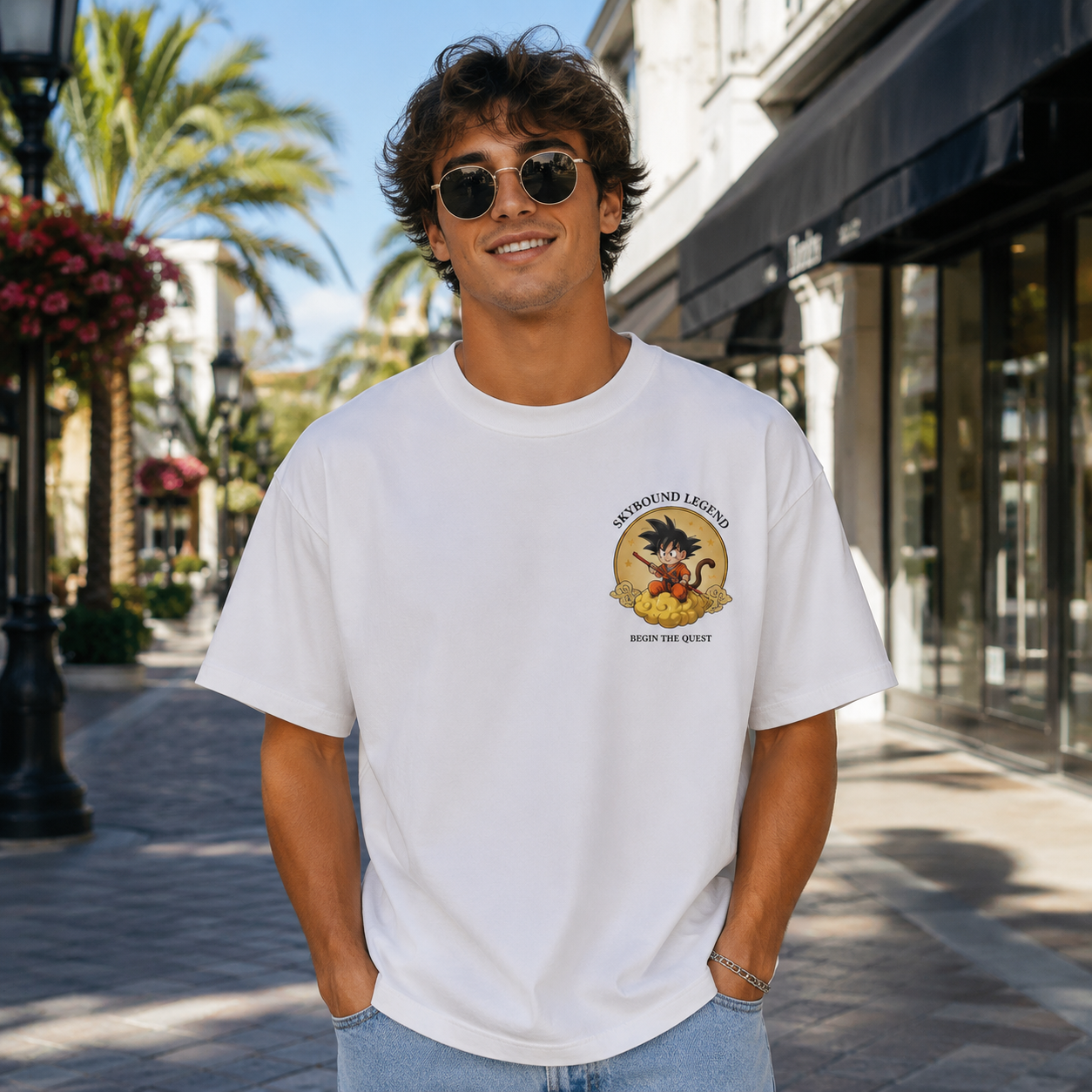 White t-shirt with Goku Dragon Ball Skybound Legend graphic – photo 4