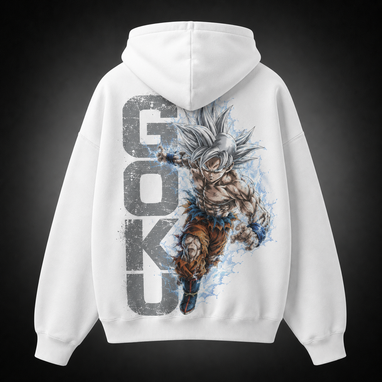White hoodie with Goku Dragon Ball Ultra Instinct Goku graphic – photo 1