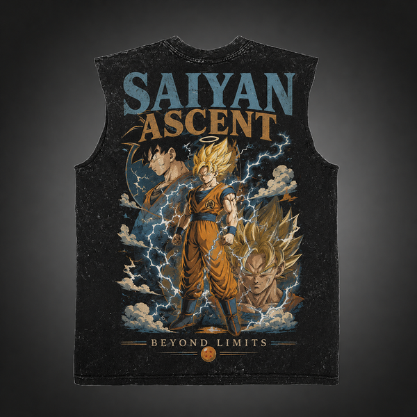 Washed black tank top with Goku & Gohan Dragon Ball Saiyan Ascent graphic – photo 1