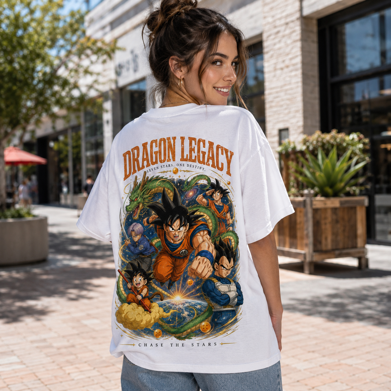 White t-shirt with Goku & Vegeta Dragon Ball Dragon Legacy graphic – photo 3