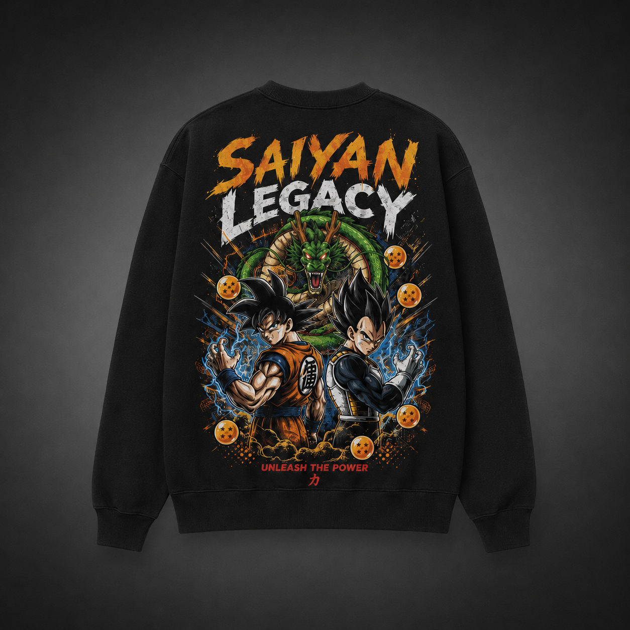 Black sweatshirt with Goku & Vegeta Dragon Ball Saiyan Legacy graphic – photo 1