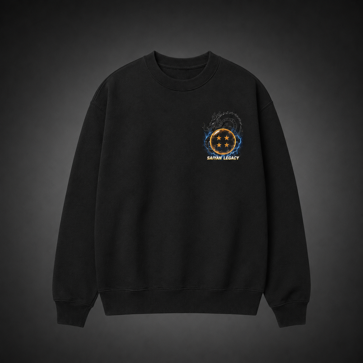 Black sweatshirt with Goku & Vegeta Dragon Ball Saiyan Legacy graphic – photo 2