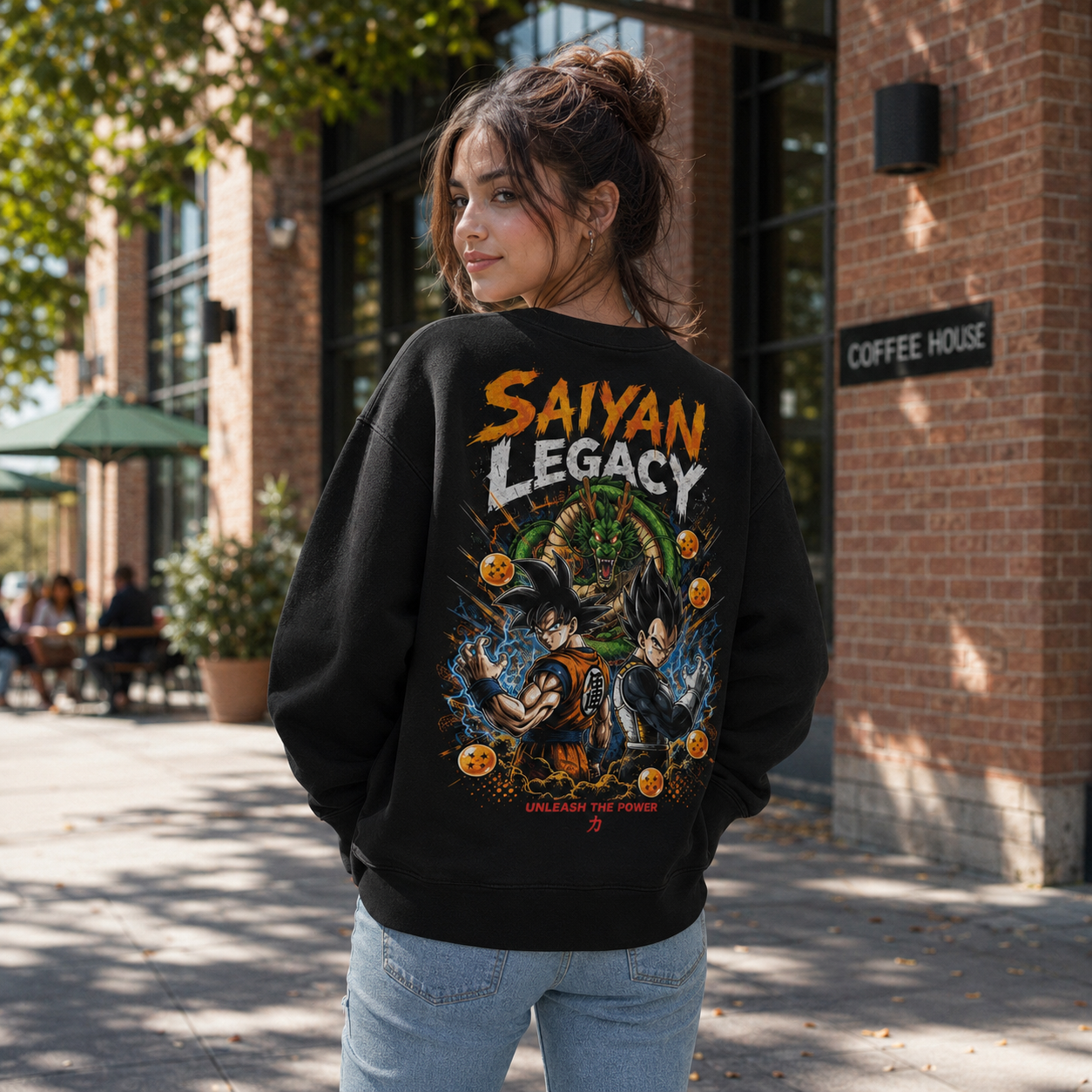 Black sweatshirt with Goku & Vegeta Dragon Ball Saiyan Legacy graphic – photo 3