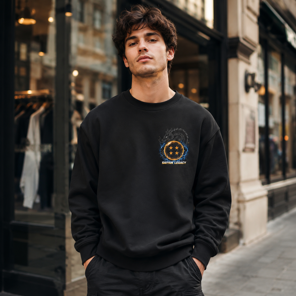 Black sweatshirt with Goku & Vegeta Dragon Ball Saiyan Legacy graphic – photo 4