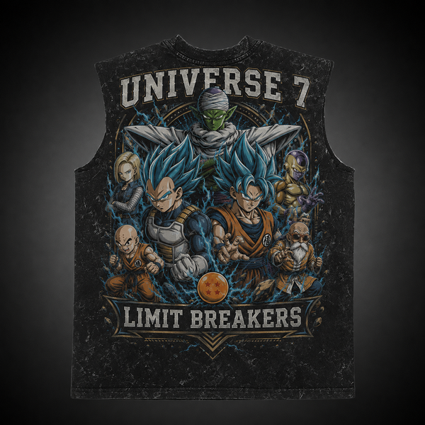 Washed black tank top with Goku & Vegeta Dragon Ball Universe 7 graphic – photo 1