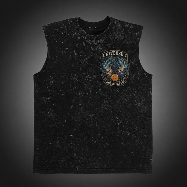 Washed black tank top with Goku & Vegeta Dragon Ball Universe 7 graphic – photo 2
