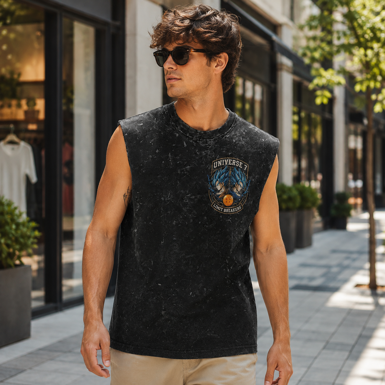 Washed black tank top with Goku & Vegeta Dragon Ball Universe 7 graphic – photo 4