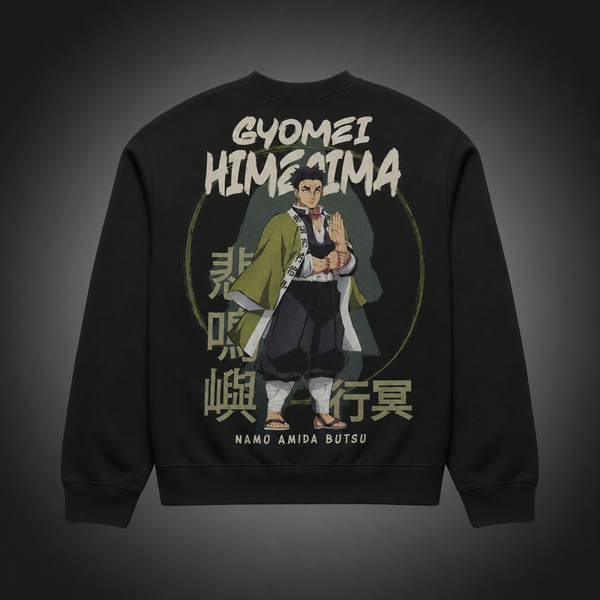 Black sweatshirt with Gyomei Himejima Demon Slayer Stone Hashira Prayer graphic – photo 1