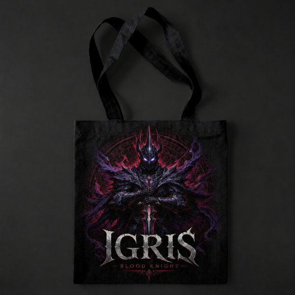 Black tote bag with Igris Solo Leveling Igris Blood Knight graphic – photo 1