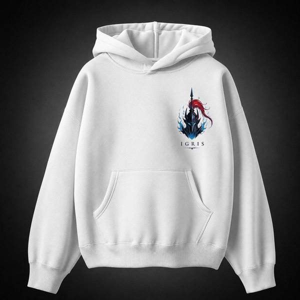 White hoodie with Igris Solo Leveling Throne Of Shadows graphic – photo 2