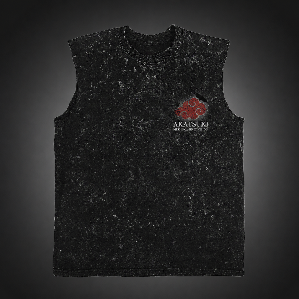Washed black tank top with Itachi Uchiha Naruto Akatsuki Ascension graphic – photo 2