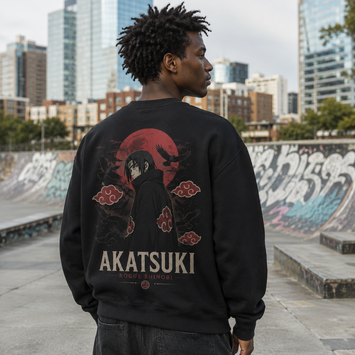 Black sweatshirt with Itachi Uchiha Naruto Akatsuki Rogue Shinobi graphic – photo 3