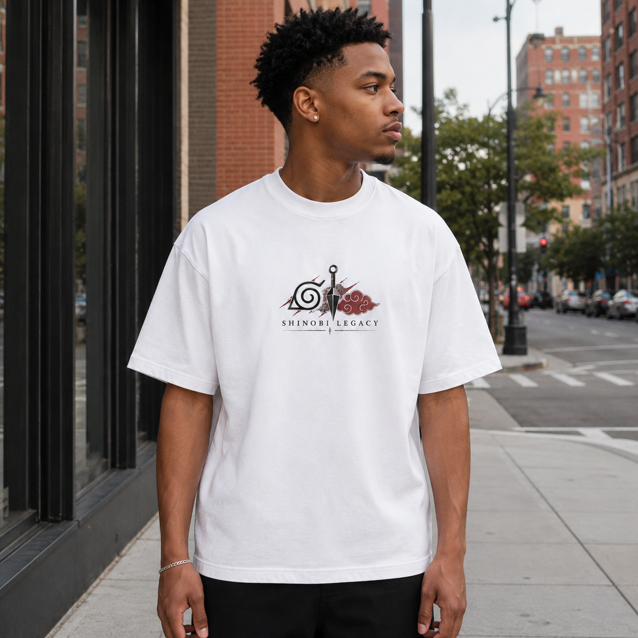 White t-shirt with Itachi Uchiha Naruto Curse Of Hatred graphic – photo 4