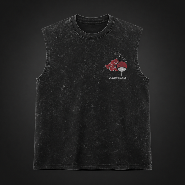 Washed black tank top with Itachi Uchiha Naruto Itachi Crimson Moon graphic – photo 2