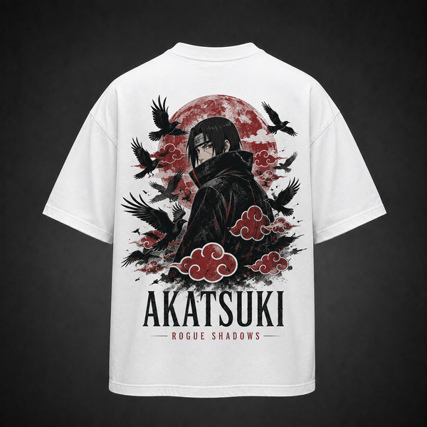 White t-shirt with Itachi Uchiha Naruto Rogue Shadows graphic – photo 1