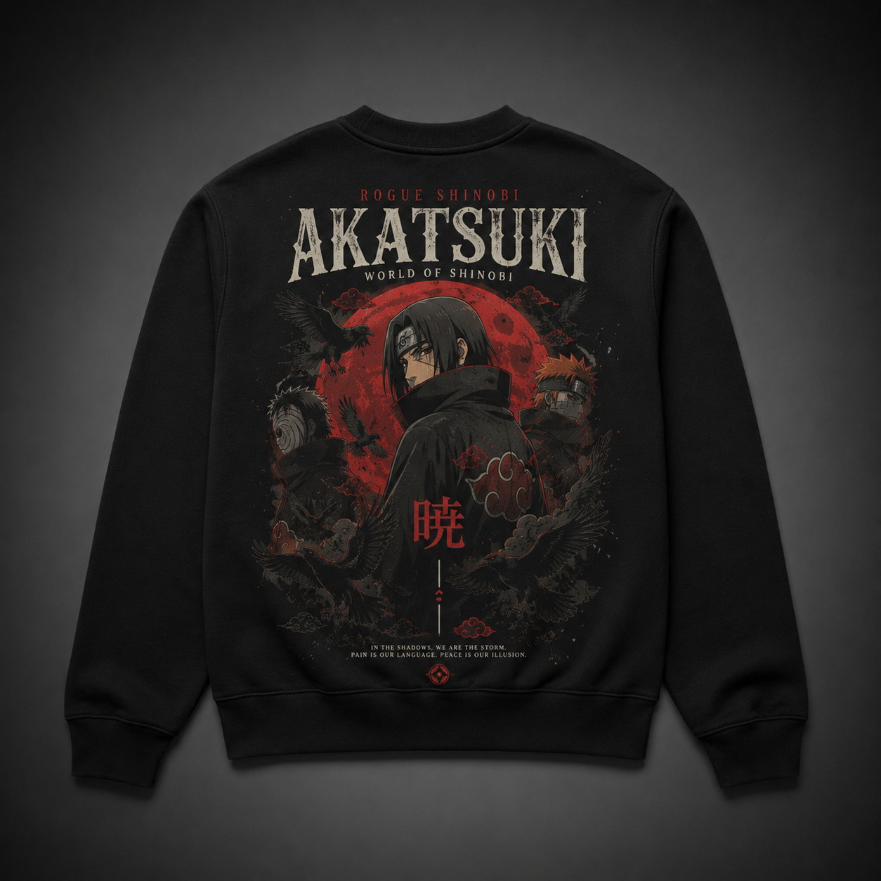 Black sweatshirt with Itachi Uchiha Naruto Rogue Shinobi Akatsuki graphic – photo 1