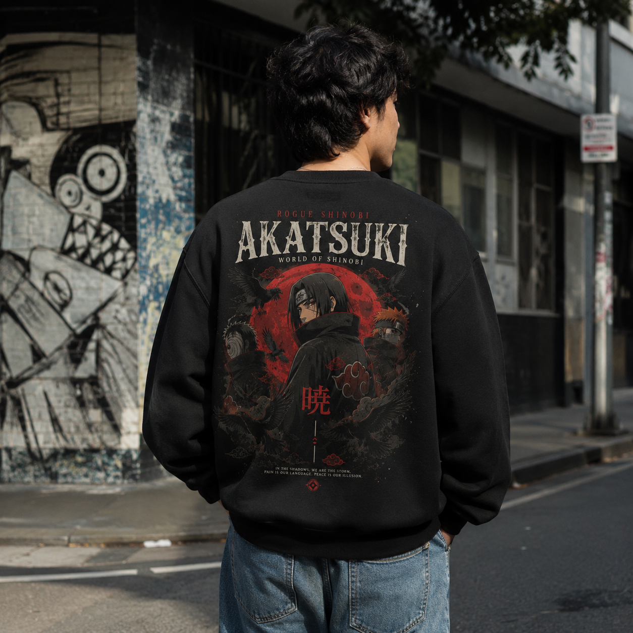 Black sweatshirt with Itachi Uchiha Naruto Rogue Shinobi Akatsuki graphic – photo 3