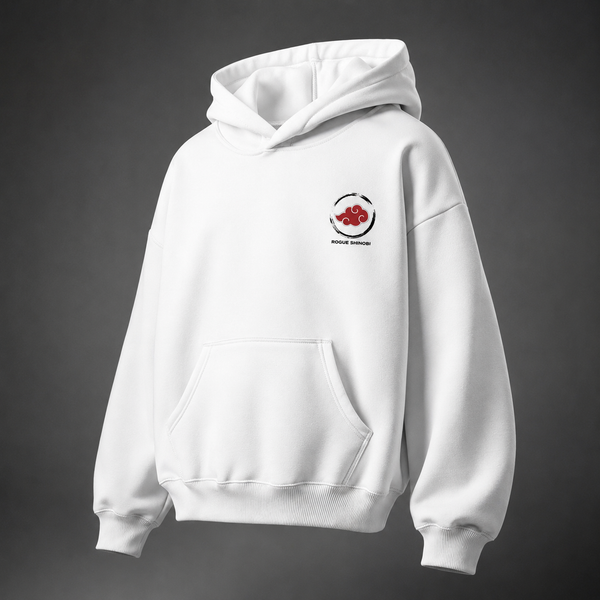 White hoodie with Itachi Uchiha Naruto Rogue Shinobi Division graphic – photo 2