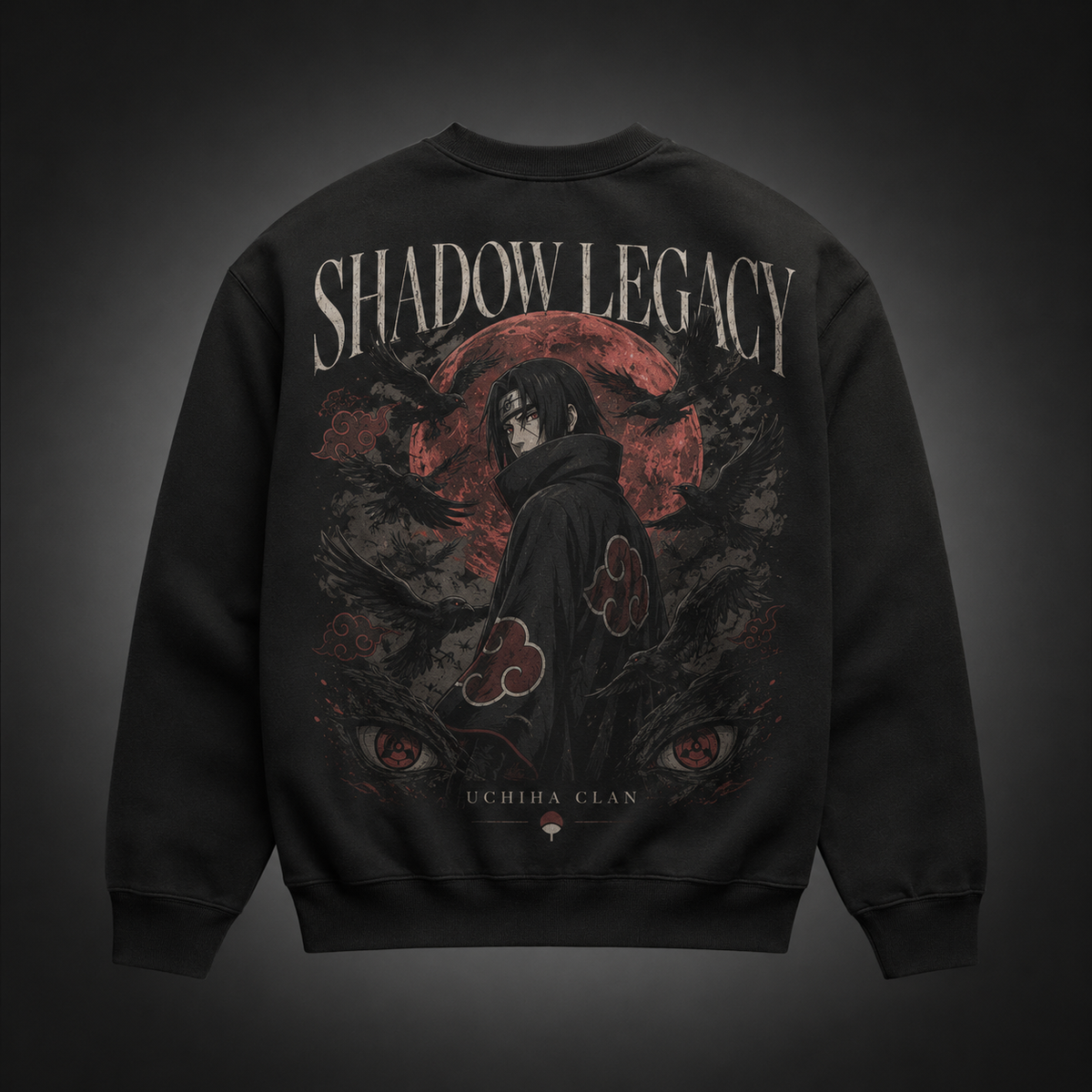 Black sweatshirt with Itachi Uchiha Naruto Shadow Legacy graphic – photo 1