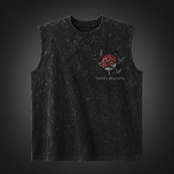Washed black tank top with Itachi Uchiha Naruto The Price Of Peace graphic – photo 2