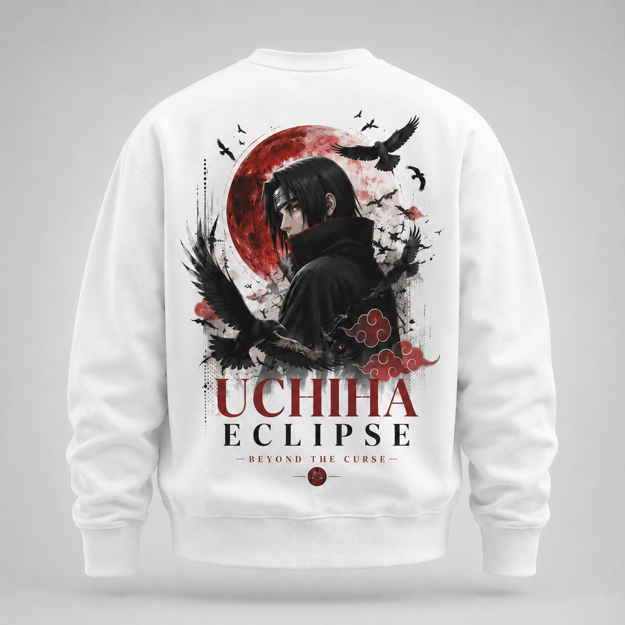 White sweatshirt with Itachi Uchiha Naruto Uchiha Eclipse graphic – photo 1