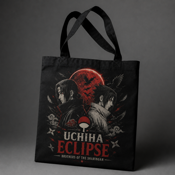 Black tote bag with Itachi Uchiha Naruto Uchiha Eclipse graphic – photo 2