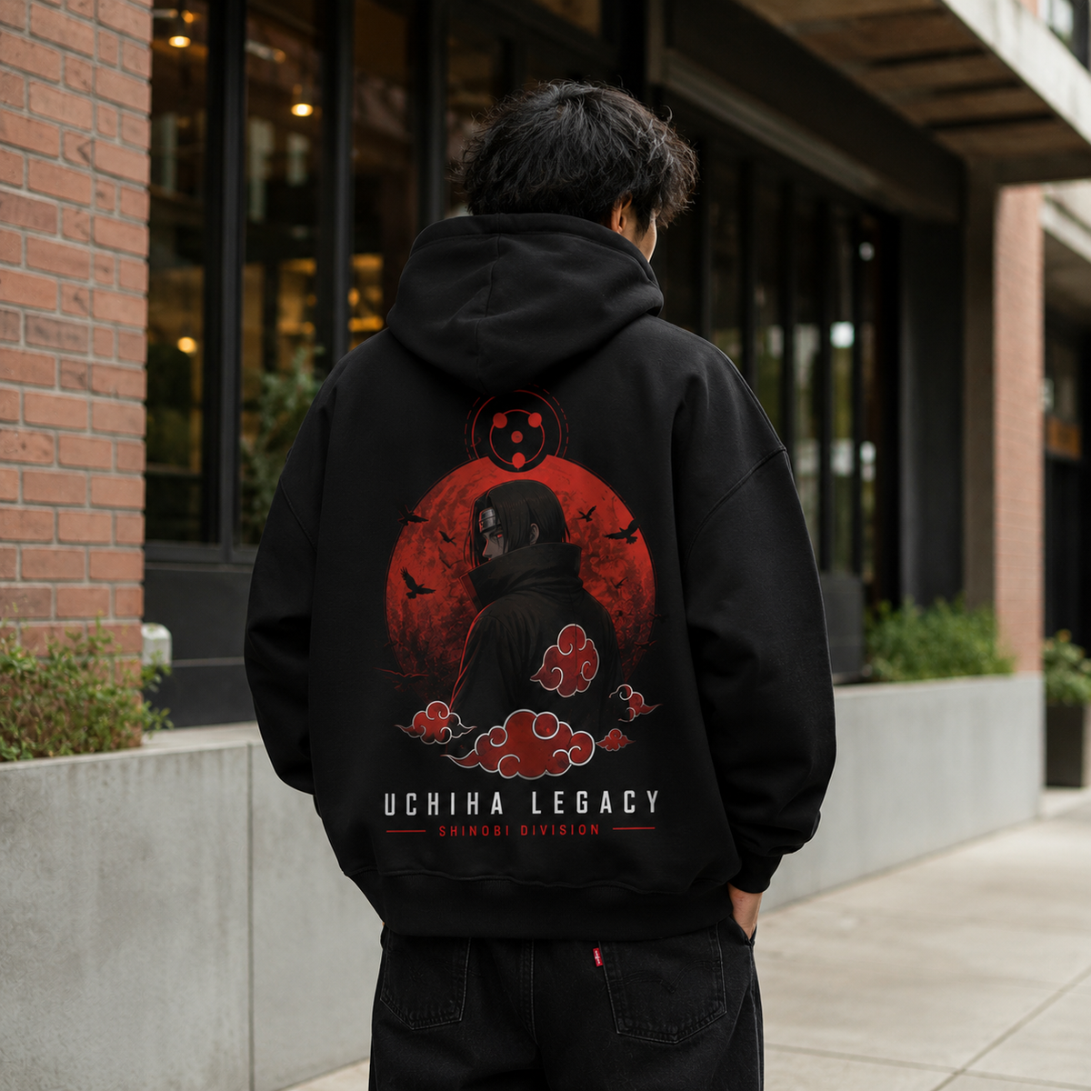Black hoodie with Itachi Uchiha Naruto Uchiha Legacy graphic – photo 3