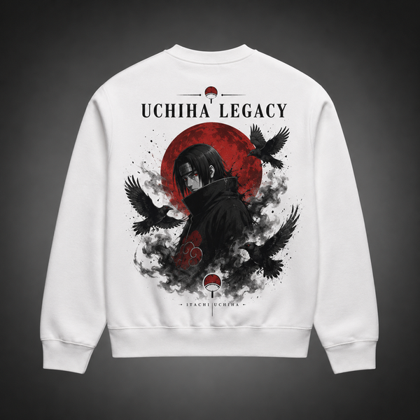 White sweatshirt with Itachi Uchiha Naruto Uchiha Legacy graphic – photo 1