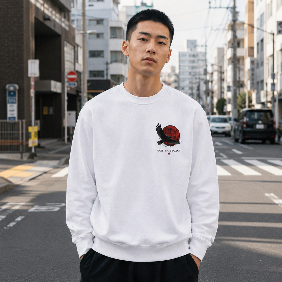 White sweatshirt with Itachi Uchiha Naruto Uchiha Legacy graphic – photo 4