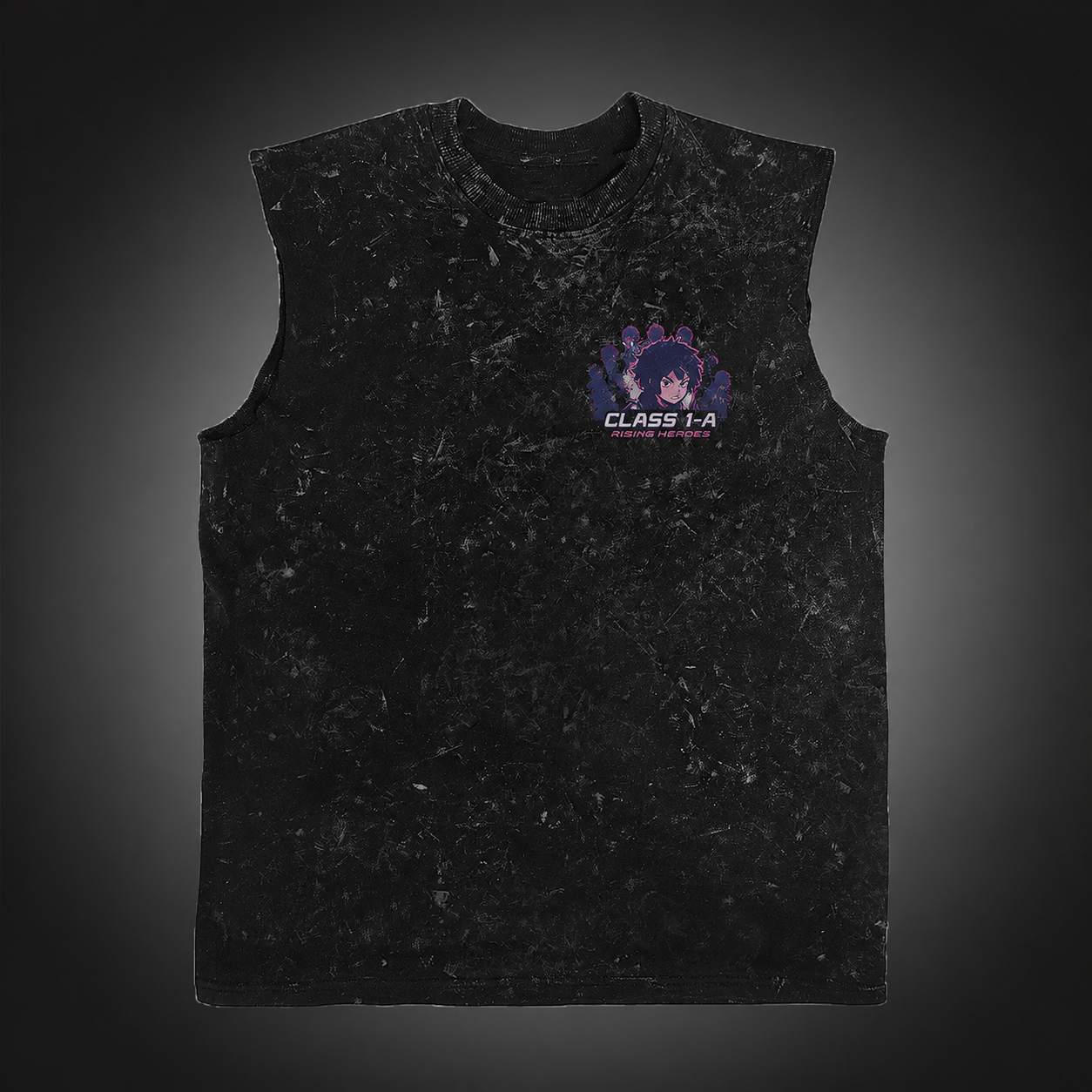 Washed black tank top with Izuku Midoriya/Deku & Katsuki Bakugo My Hero Academia Class 1-A Rising Heroes graphic – photo 2