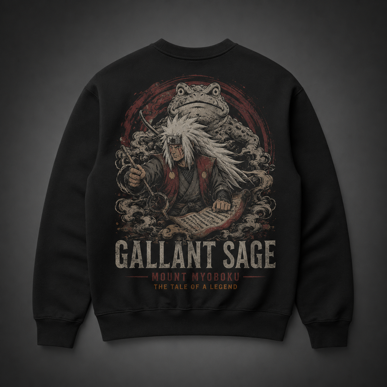 Black sweatshirt with Jiraiya Naruto Gallant Sage graphic – photo 1