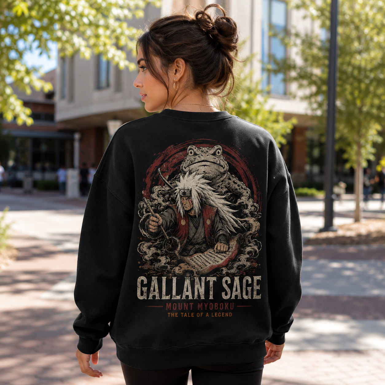 Black sweatshirt with Jiraiya Naruto Gallant Sage graphic – photo 3