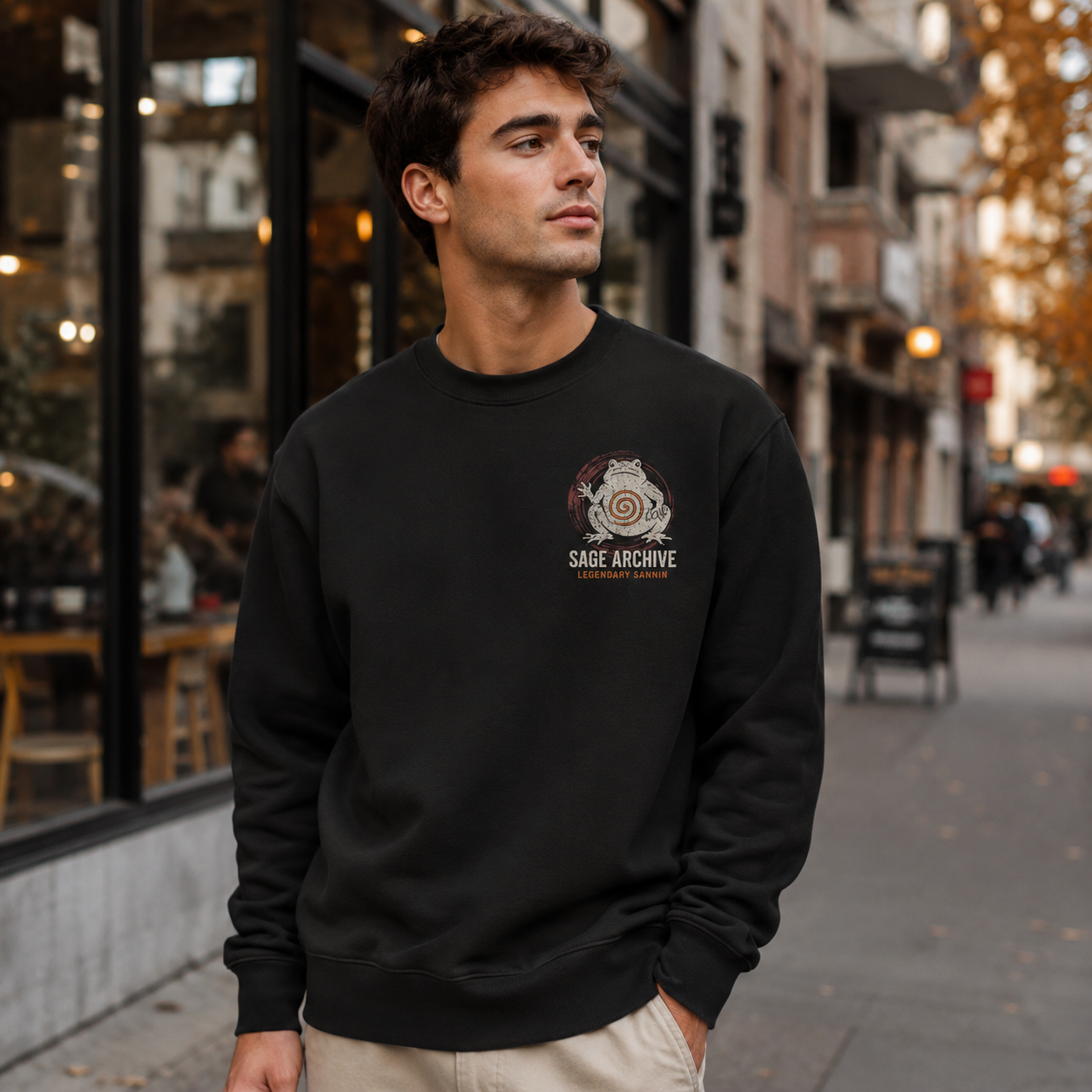 Black sweatshirt with Jiraiya Naruto Gallant Sage graphic – photo 4