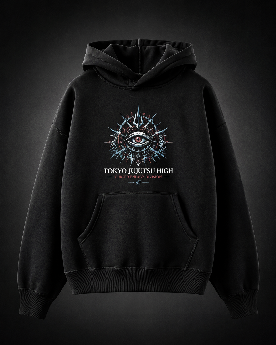 Black hoodie with Jujutsu Kaisen Exorcise The Curse graphic – photo 2