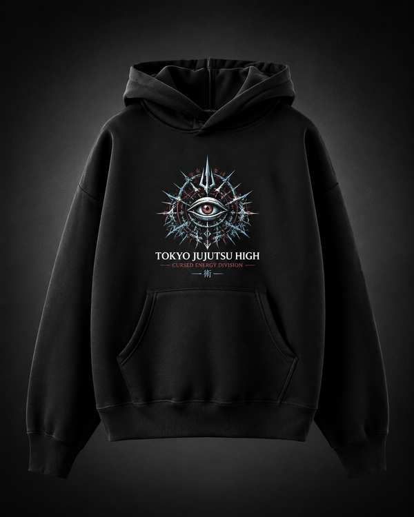 Black hoodie with Jujutsu Kaisen Exorcise The Curse graphic – photo 2