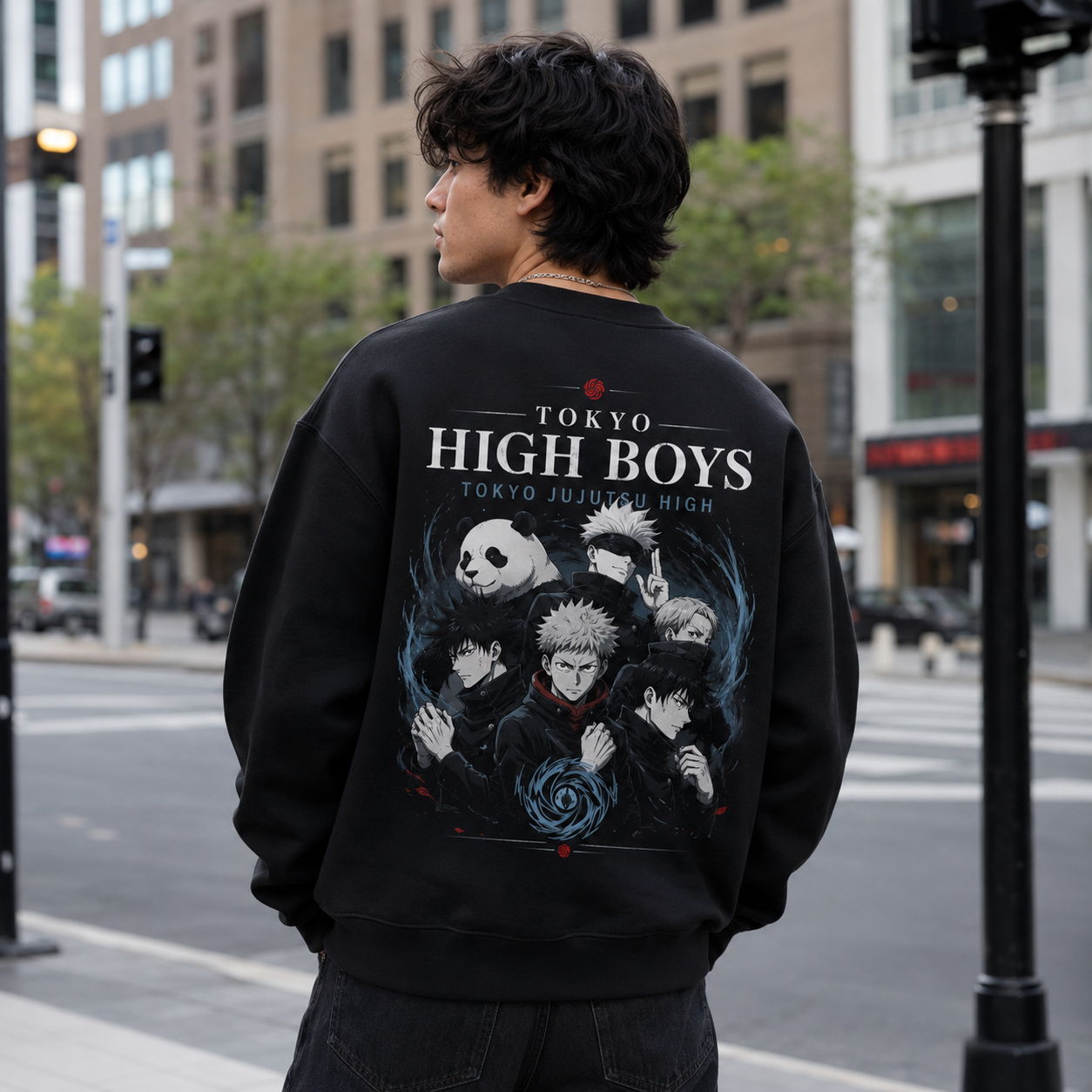 Black sweatshirt with Jujutsu Kaisen Tokyo High Boys graphic – photo 3