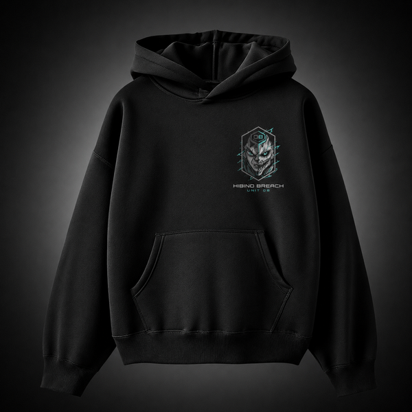 Black hoodie with Kafka Hibino Kaiju No. 8 Breach Form graphic – photo 2