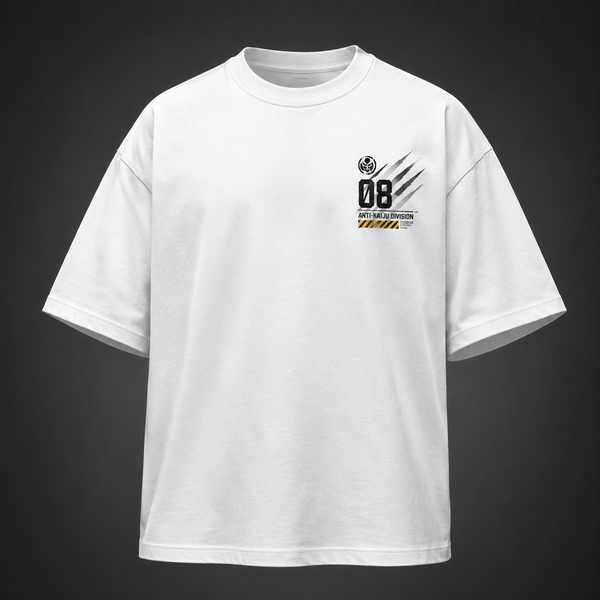 White t-shirt with Kafka Hibino Kaiju No. 8 Breach The Limit graphic – photo 2