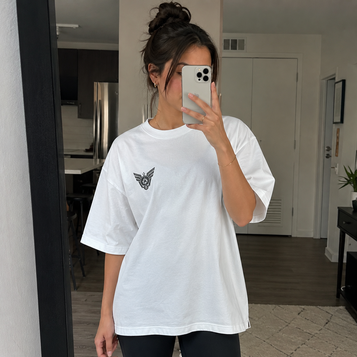 White t-shirt with Kafka Hibino Kaiju No. 8 Defense Force Duality graphic – photo 4