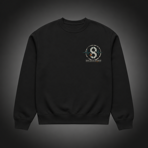 Black sweatshirt with Kafka Hibino Kaiju No. 8 Eliminate The Threat graphic – photo 2