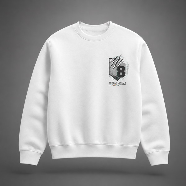 White sweatshirt with Kafka Hibino Kaiju No. 8 Neutralize The Impossible graphic – photo 2