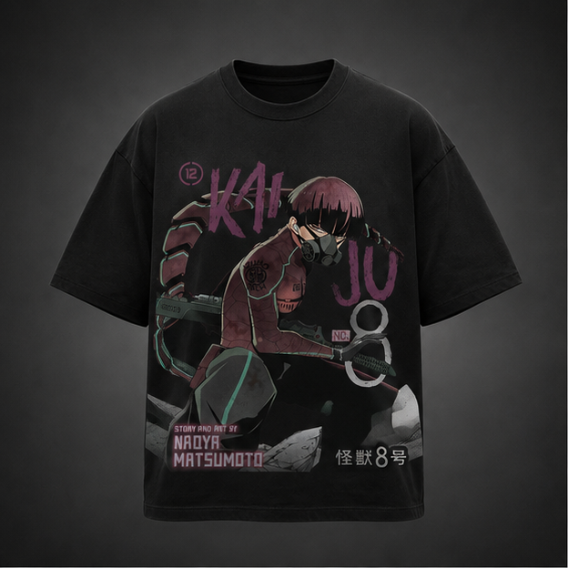 Black t-shirt with Kafka Hibino Kaiju No. 8 Story And Art graphic – photo 2