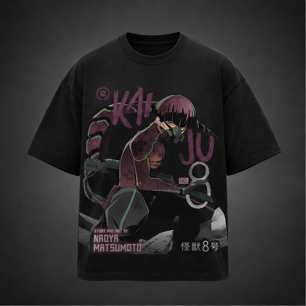 Black t-shirt with Kafka Hibino Kaiju No. 8 Story And Art graphic – photo 2