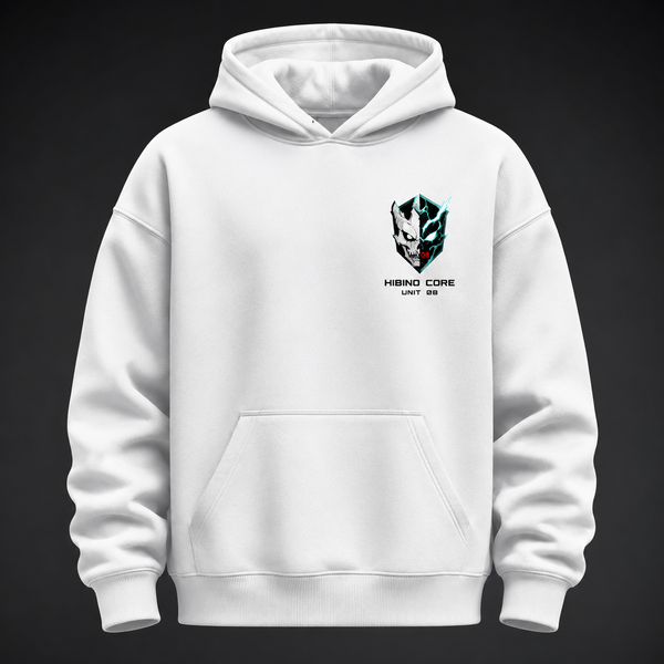 White hoodie with Kafka Hibino Kaiju No. 8 Strike Mode graphic – photo 2