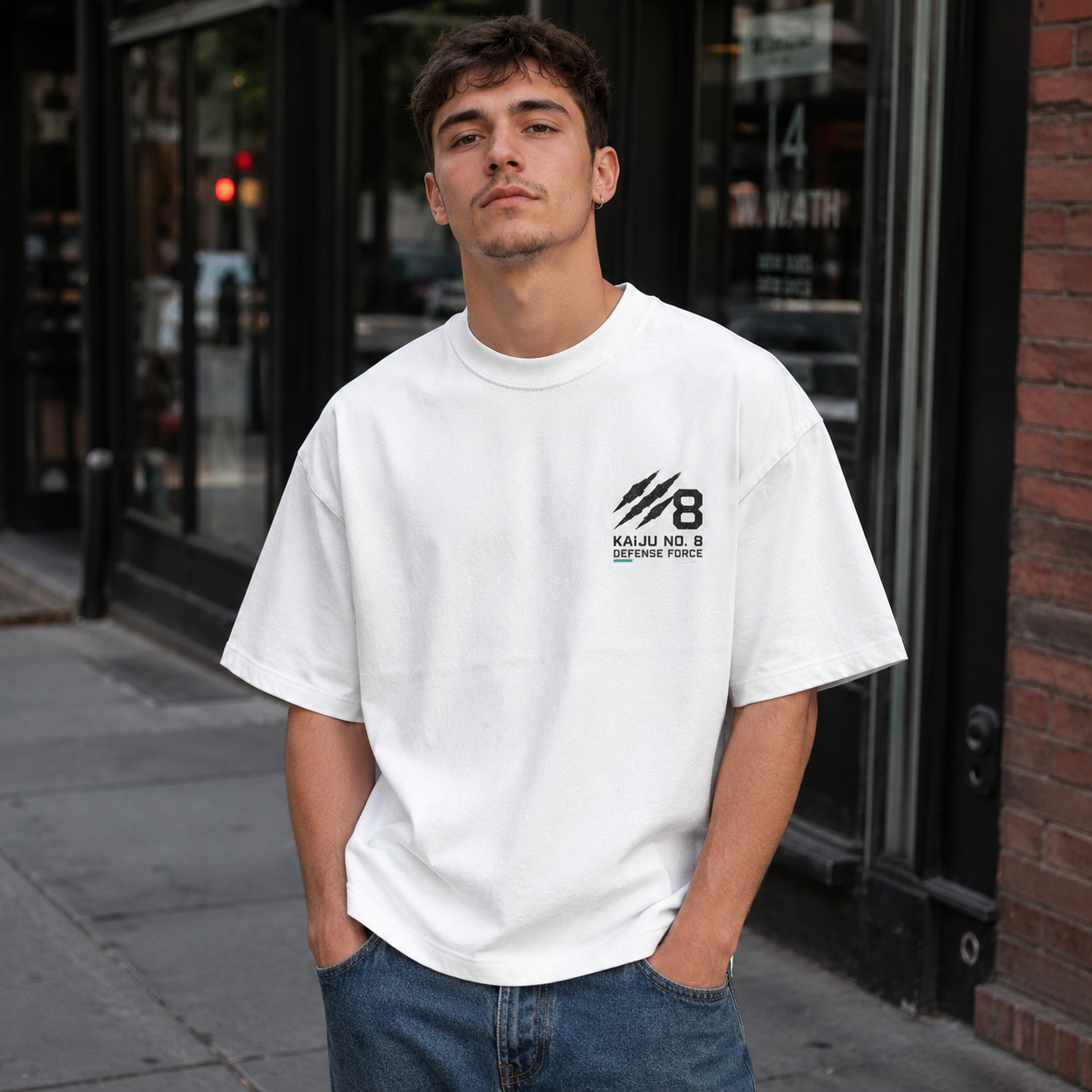 White t-shirt with Kaiju No. 8 Eighth Threat graphic – photo 4