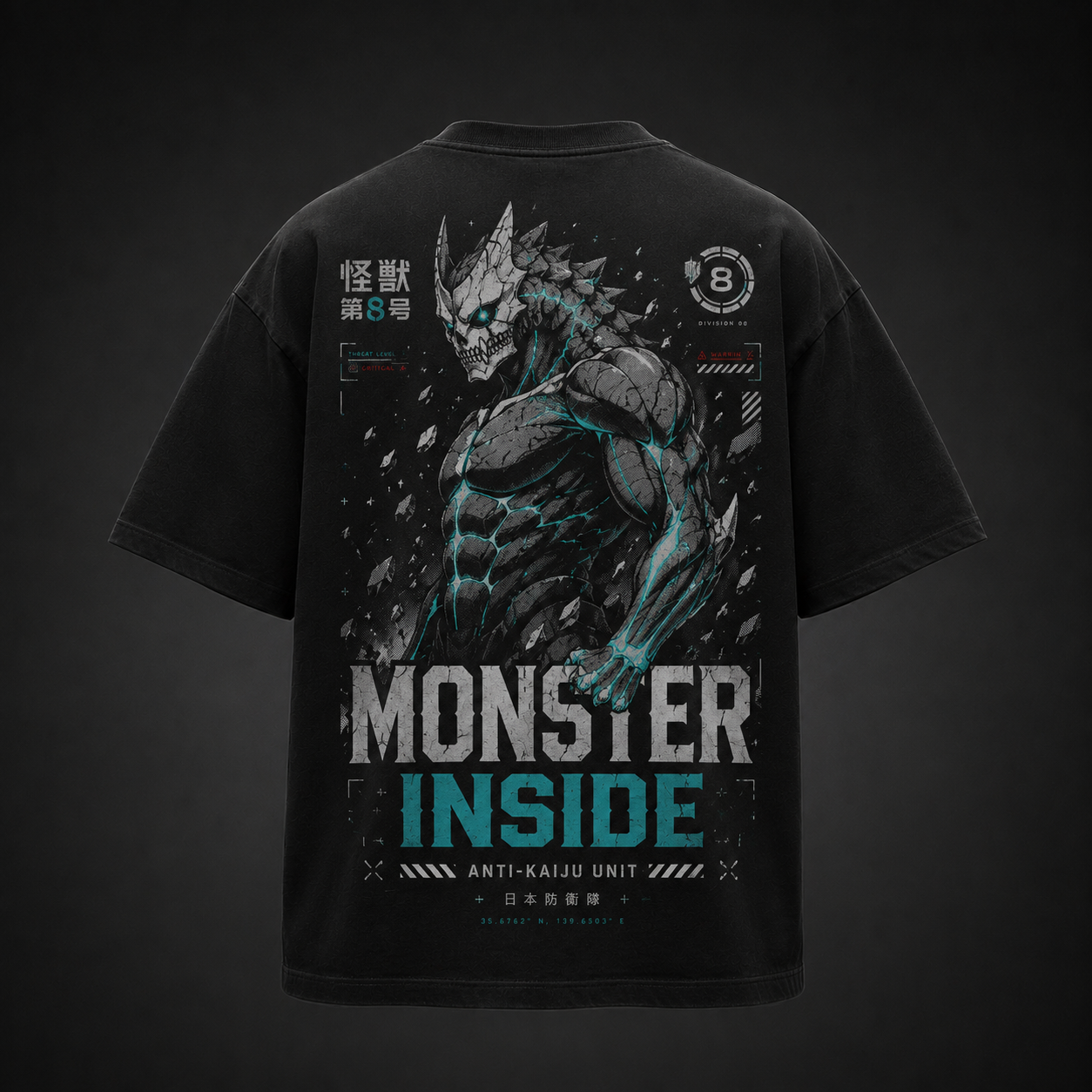 Black t-shirt with Kaiju No. 8 Monster Inside graphic – photo 1